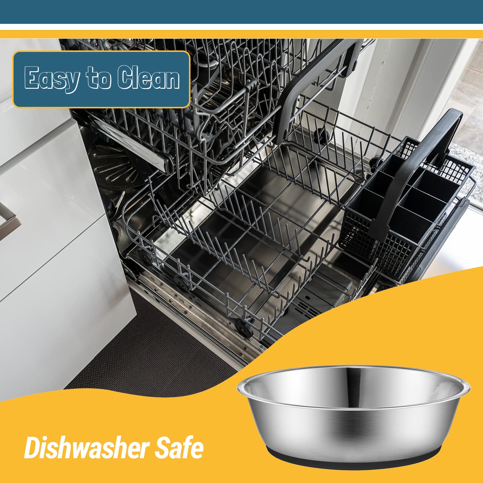 PEGGY11 6-Cup Stainless Steel Pet Bowl – Lightweight with Non-Slip Silicone Base