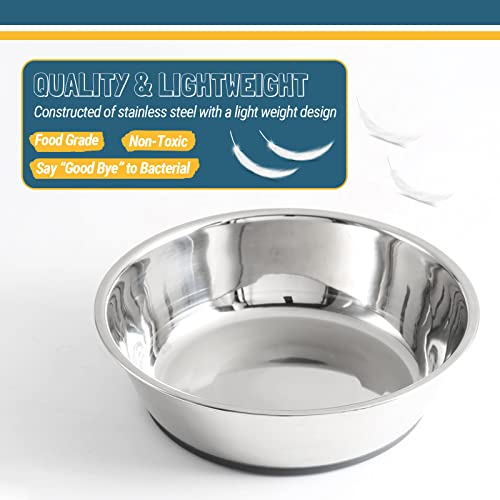 PEGGY11 6-Cup Stainless Steel Pet Bowl – Lightweight with Non-Slip Silicone Base