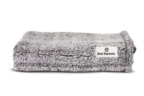 Pet Parents Large Slate Blanket - Soft Sherpa Dog and Cat Blanket, Water Resistant, Reversible, 60x50 Inches
