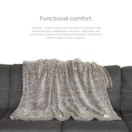 Pet Parents Large Slate Blanket - Soft Sherpa Dog and Cat Blanket, Water Resistant, Reversible, 60x50 Inches