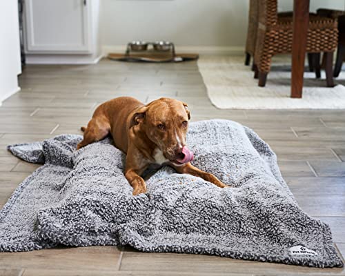 Pet Parents Large Slate Blanket - Soft Sherpa Dog and Cat Blanket, Water Resistant, Reversible, 60x50 Inches