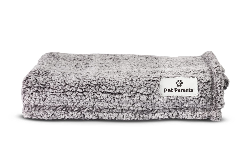 Pet Parents Large Slate Blanket - Soft Sherpa Dog and Cat Blanket, Water Resistant, Reversible, 60x50 Inches
