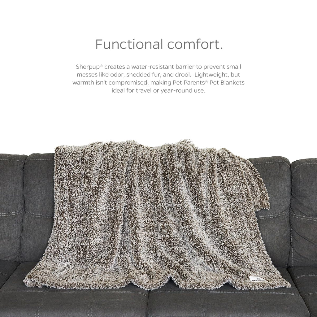 Pet Parents Large Slate Blanket - Soft Sherpa Dog and Cat Blanket, Water Resistant, Reversible, 60x50 Inches