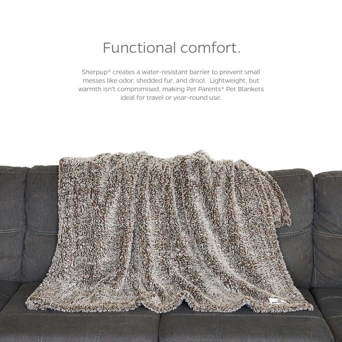 Pet Parents Large Slate Blanket - Soft Sherpa Dog and Cat Blanket, Water Resistant, Reversible, 60x50 Inches