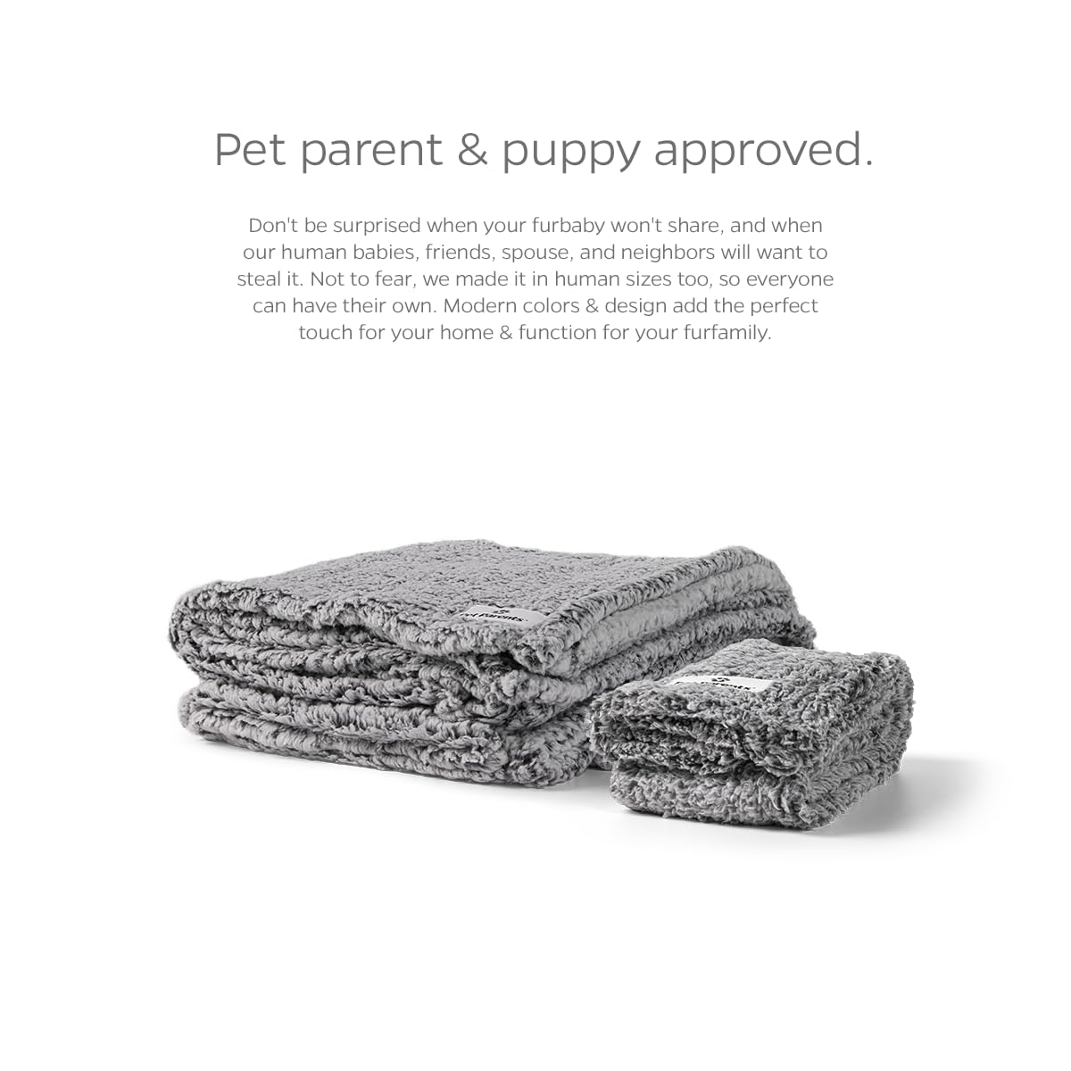 Pet Parents Large Slate Blanket - Soft Sherpa Dog and Cat Blanket, Water Resistant, Reversible, 60x50 Inches