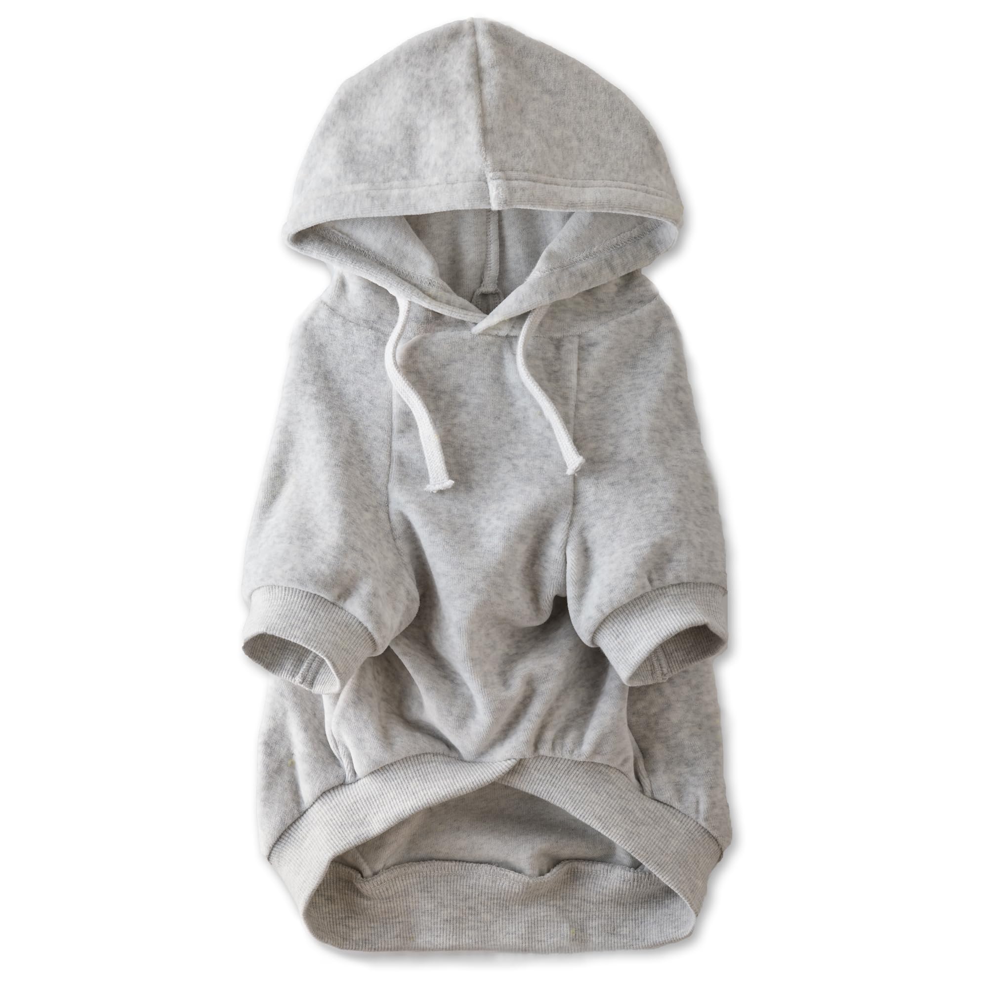 Pet Passion Cooper II Organic Cotton Velour Dog Hoodie – Light Heather Gray, Small