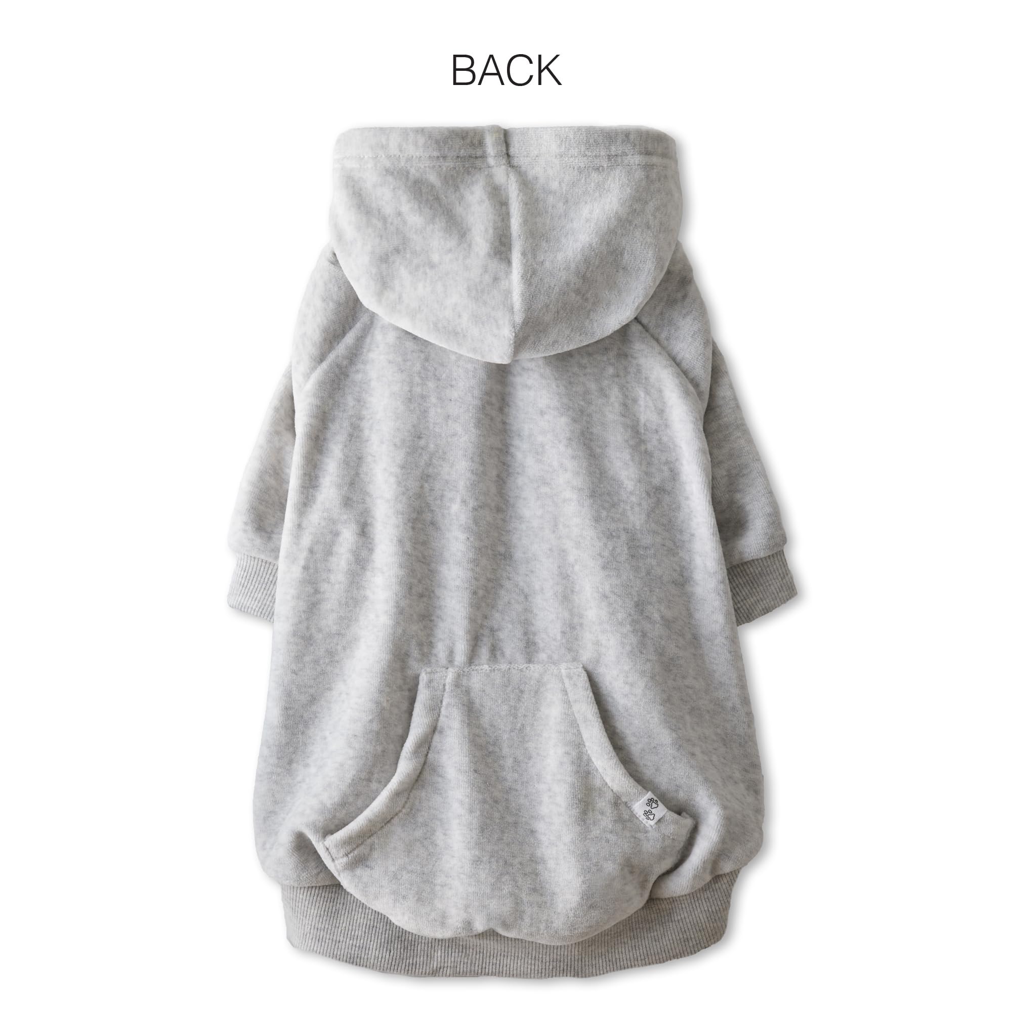 Pet Passion Cooper II Organic Cotton Velour Dog Hoodie – Light Heather Gray, Small