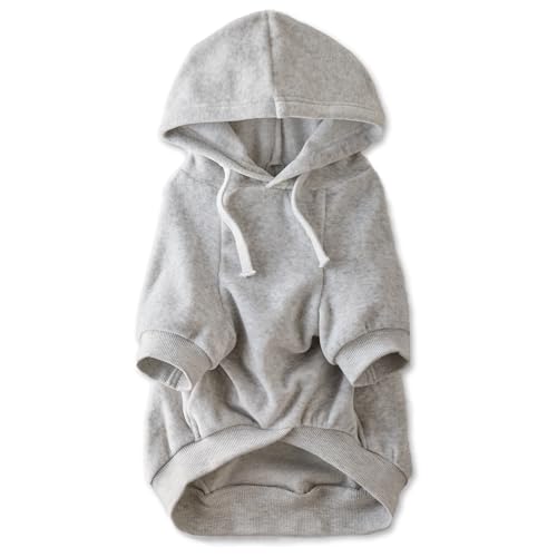 Pet Passion Cooper II Organic Cotton Velour Dog Hoodie – Light Heather Gray, Small