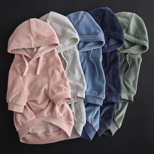 Pet Passion Cooper II Organic Cotton Velour Dog Hoodie – Light Heather Gray, Small