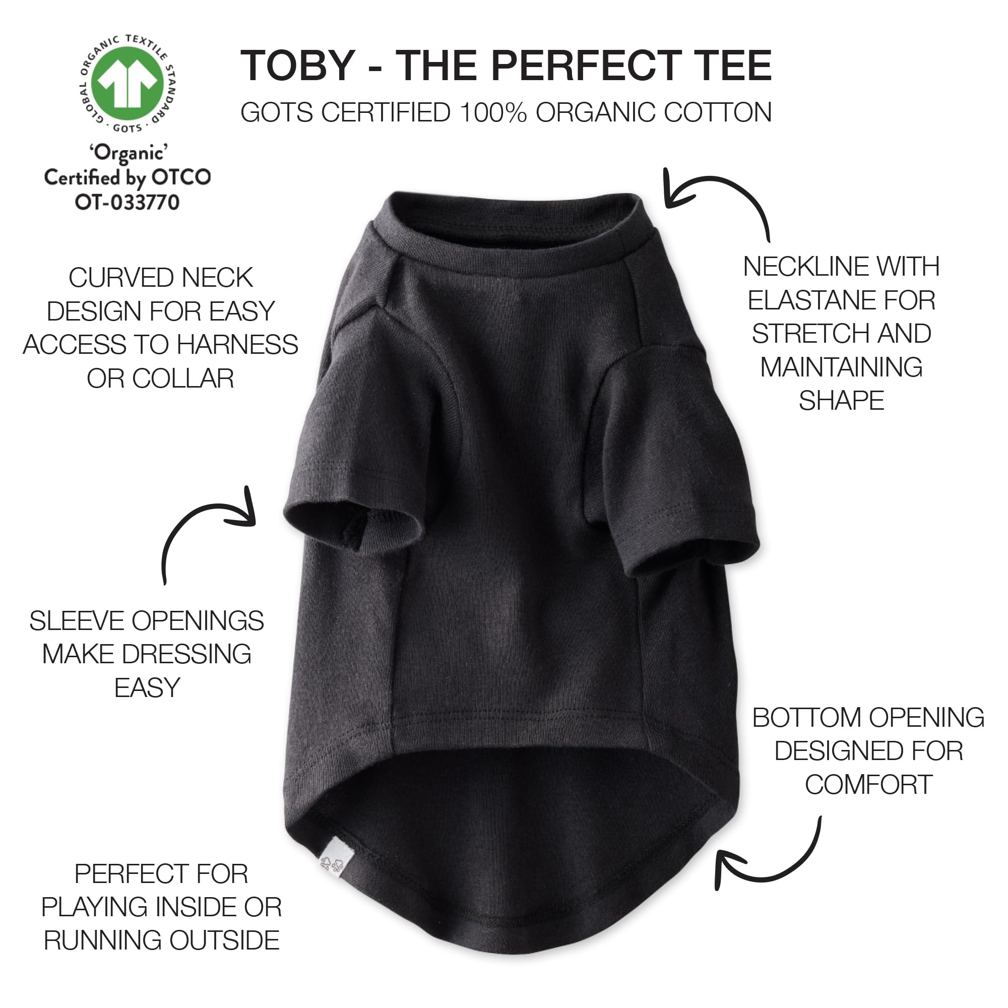 Pet Passion Toby 3-Pack Organic Cotton Dog Tees – Gray Ombre, X-Small (5-12 lbs)