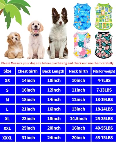 PET SHOW 4-Pack Dog Hawaiian Shirts – UPF 50+ Sun Protection Sleeveless Tank Tops for Small to Medium Dogs (Medium)