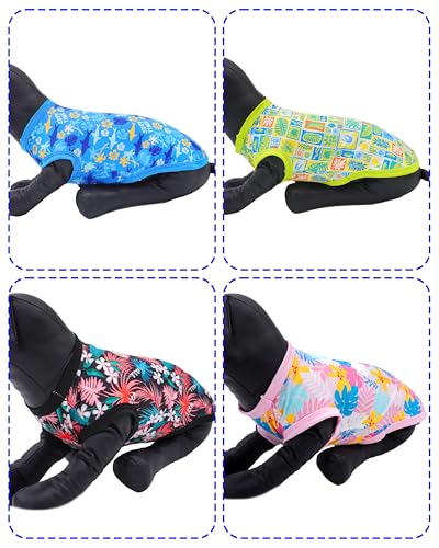 PET SHOW 4-Pack Dog Hawaiian Shirts – UPF 50+ Sun Protection Sleeveless Tank Tops for Small to Medium Dogs (Medium)