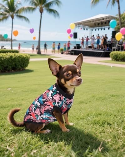 PET SHOW 4-Pack Dog Hawaiian Shirts – UPF 50+ Sun Protection Sleeveless Tank Tops for Small to Medium Dogs (Medium)