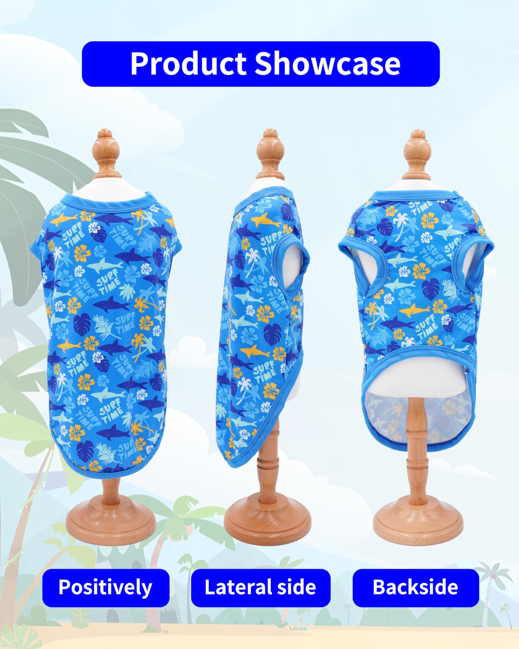 PET SHOW 4-Pack Dog Hawaiian Shirts – UPF 50+ Sun Protection Sleeveless Tank Tops for Small to Medium Dogs (Medium)