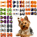 PET SHOW 50pcs Halloween Small Dog Hair Bows – Handmade Ribbon Bows with Rhinestones for Pets