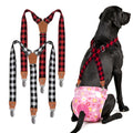 Pet Soft 2-Pack Dog Diaper Suspenders for Female Dogs, M/L - Plaid, Adjustable, Extra Clips