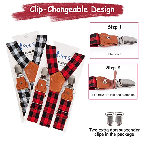 Pet Soft 2-Pack Dog Diaper Suspenders for Female Dogs, M/L - Plaid, Adjustable, Extra Clips