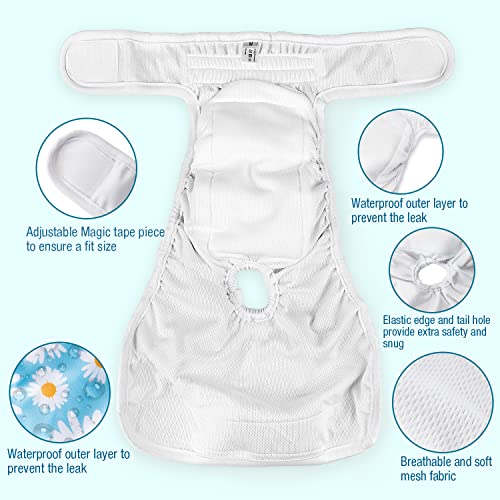 Pet Soft 3-Pack Washable Female Dog Diapers – Reusable Period Panties for Dogs in Heat, Size M (Flower Pattern)