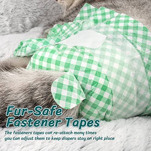 Pet Soft Disposable Cat Diapers XXS - 24 Pack Green Plaid for Small Pets Under 5 lbs
