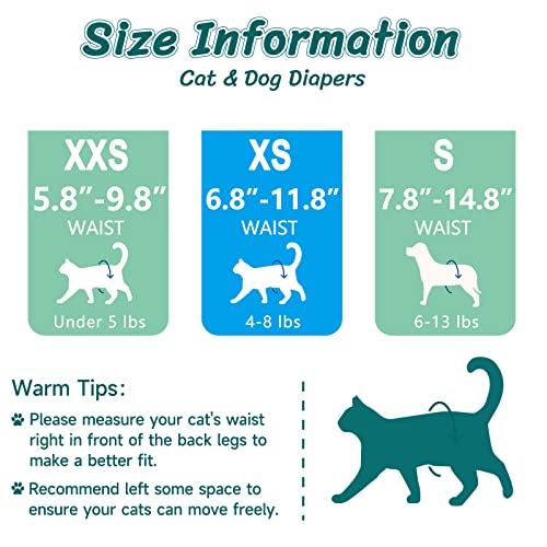 Pet Soft Disposable Cat Diapers XXS - 24 Pack Green Plaid for Small Pets Under 5 lbs