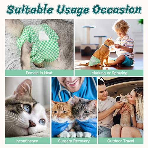 Pet Soft Disposable Cat Diapers XXS - 24 Pack Green Plaid for Small Pets Under 5 lbs