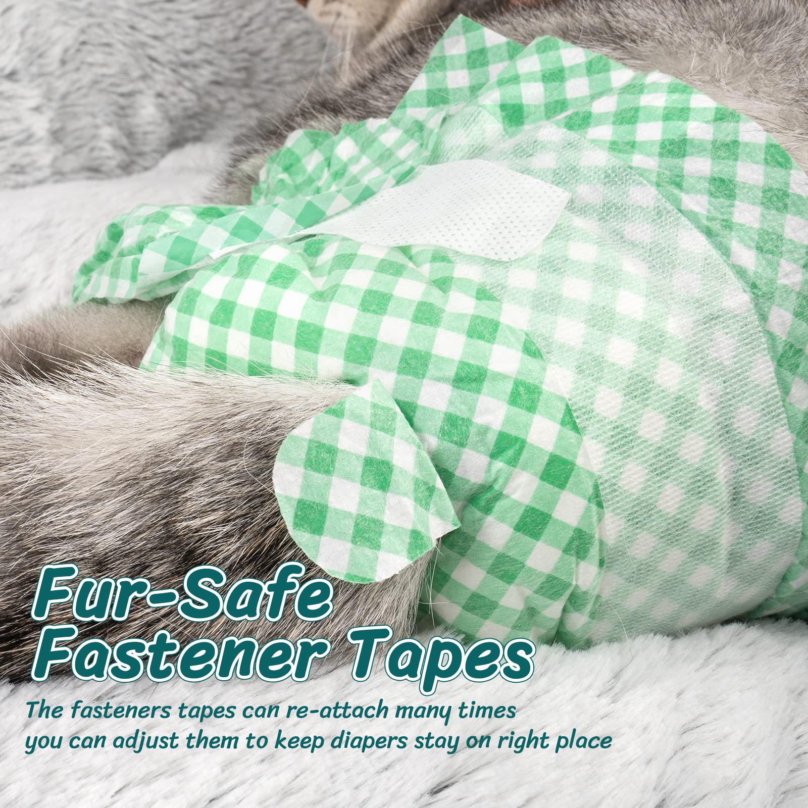 Pet Soft Disposable Cat Diapers XXS - 24 Pack Green Plaid for Small Pets Under 5 lbs