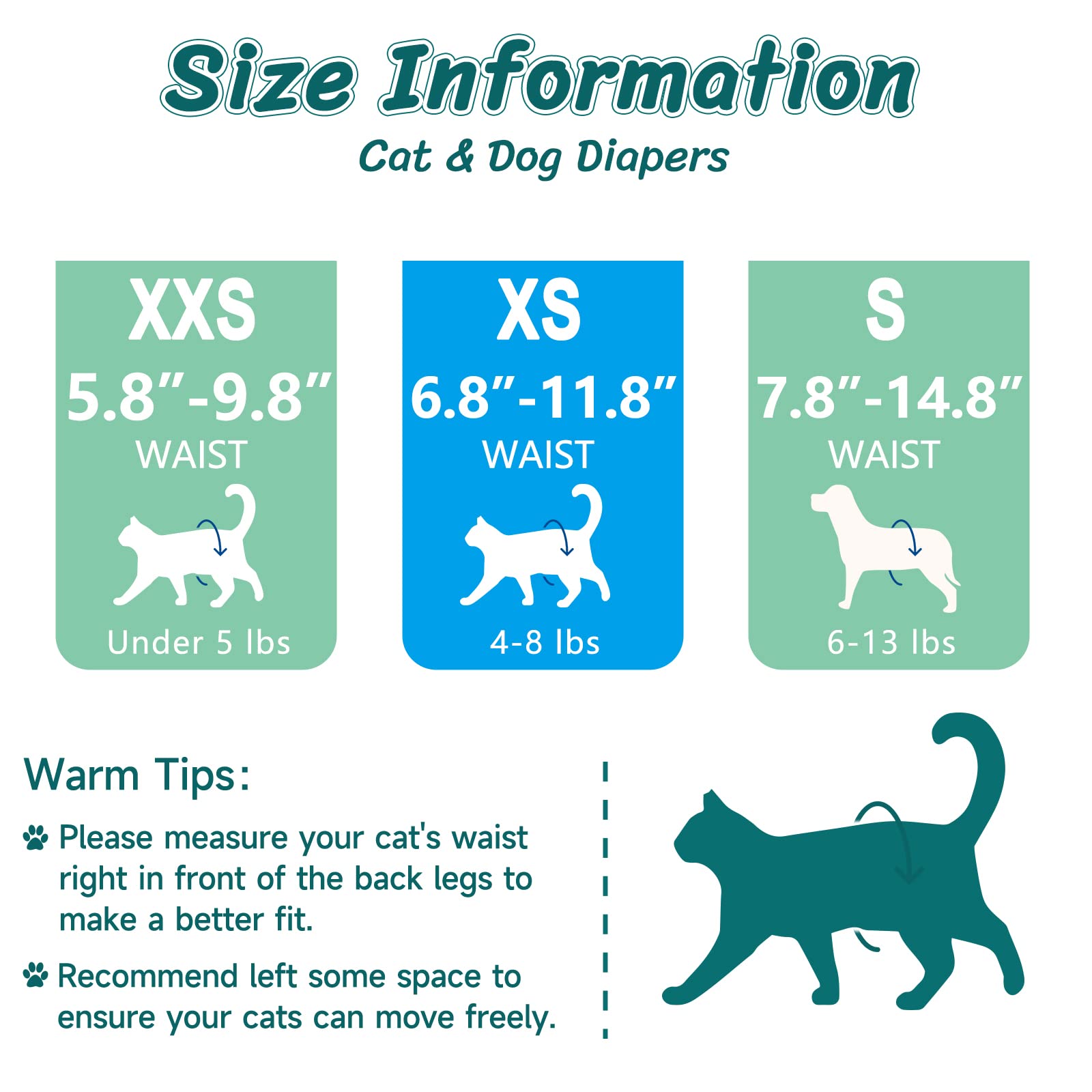 Pet Soft Disposable Cat Diapers XXS - 24 Pack Green Plaid for Small Pets Under 5 lbs