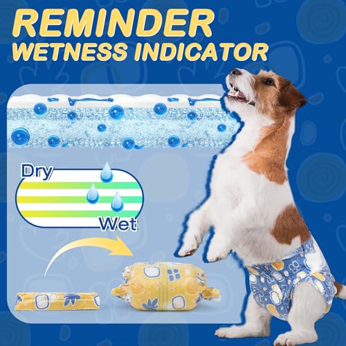 Pet Soft Disposable Dog Diapers for Females - XXS, 30 Pack with Wetness Indicator, Mixed Patterns
