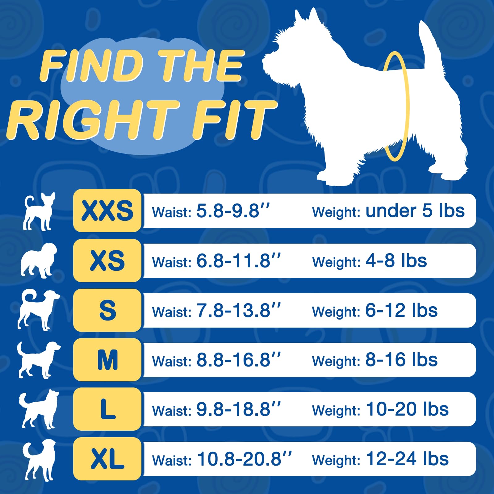 Pet Soft Disposable Dog Diapers for Females - XXS, 30 Pack with Wetness Indicator, Mixed Patterns