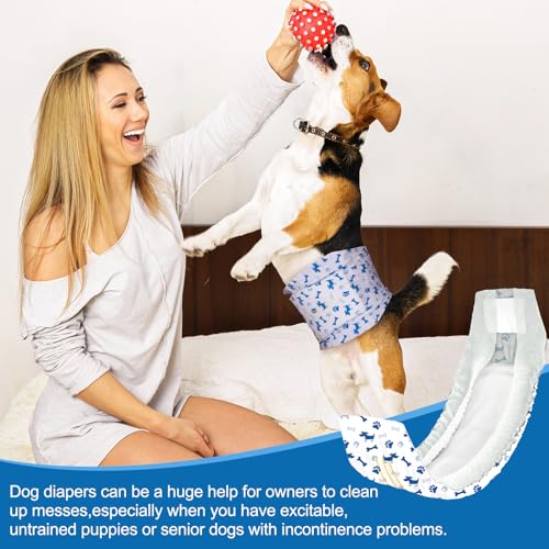 Pet Soft Disposable Male Dog Diapers, Small 20-Pack with Wetness Indicator, Blue