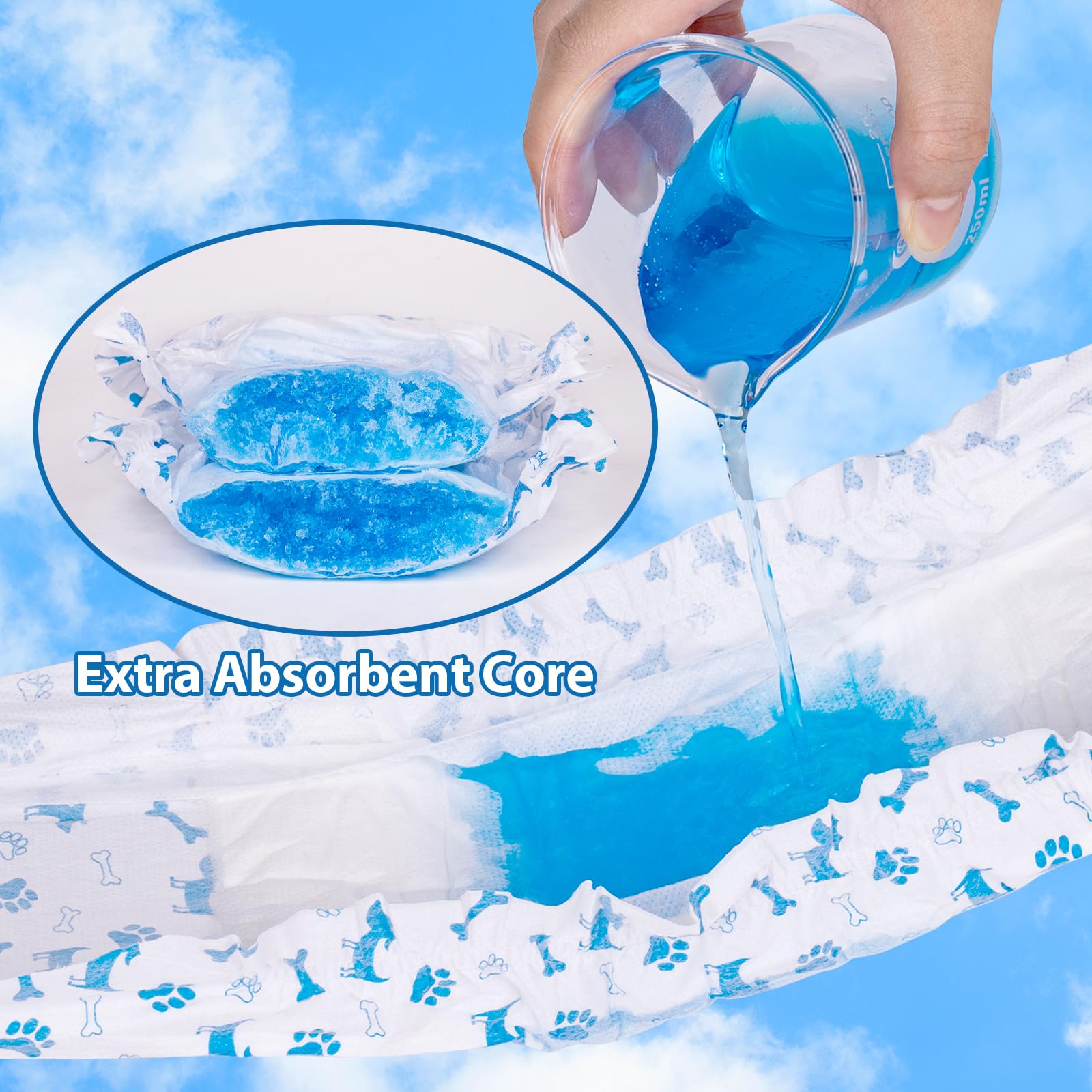 Pet Soft Disposable Male Dog Diapers, Small 20-Pack with Wetness Indicator, Blue