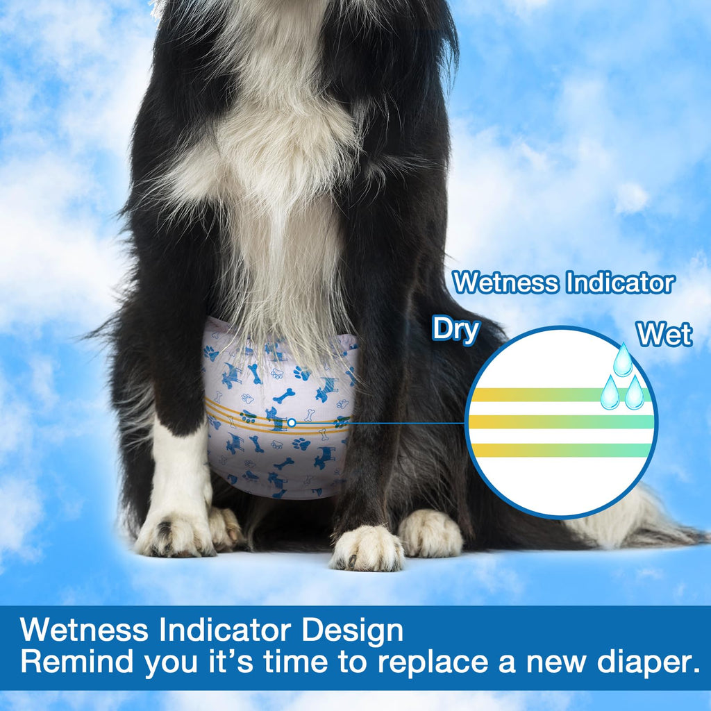 Pet Soft Disposable Male Dog Diapers, Small 20-Pack with Wetness Indicator, Blue