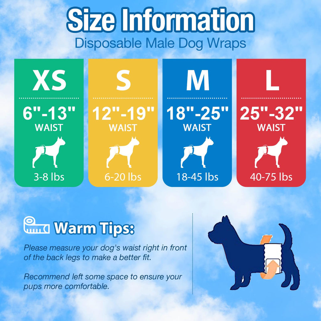 Pet Soft Disposable Male Dog Diapers, Small 20-Pack with Wetness Indicator, Blue