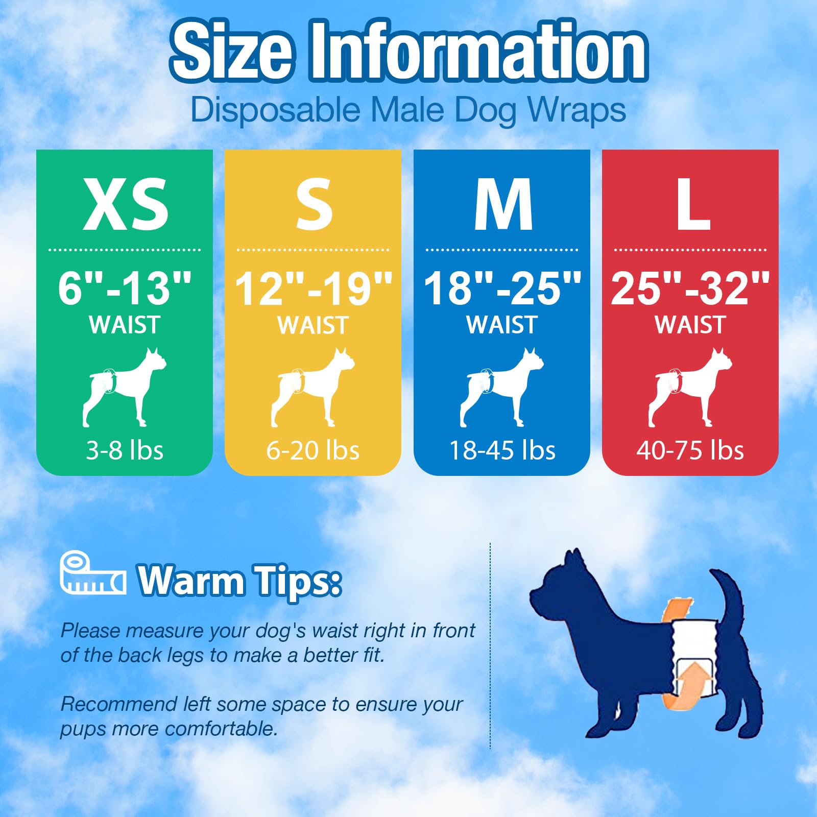 Pet Soft Disposable Male Dog Diapers, Small 20-Pack with Wetness Indicator, Blue