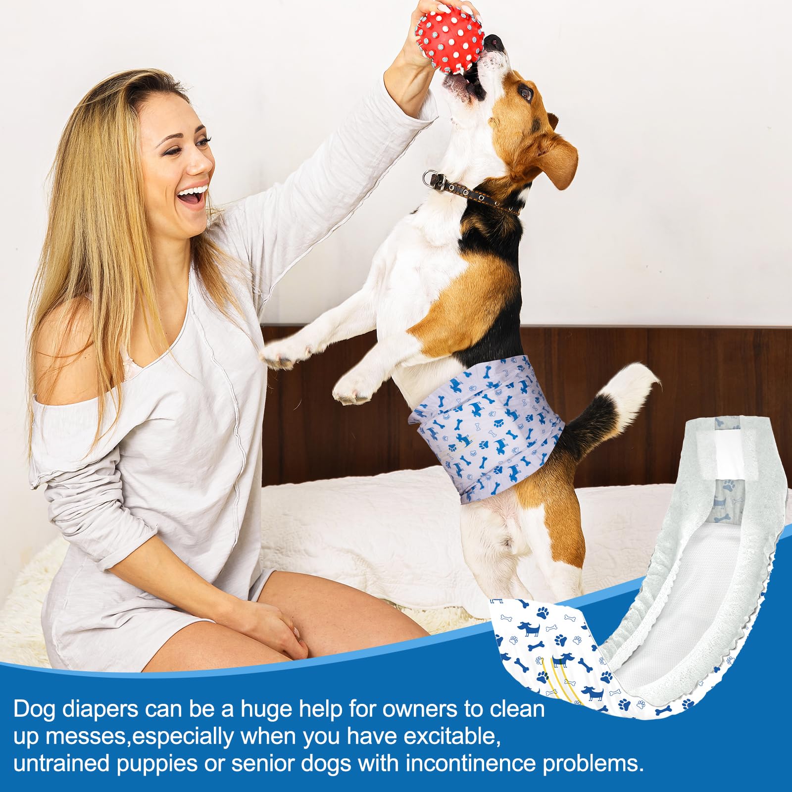 Pet Soft Disposable Male Dog Diapers, Small 20-Pack with Wetness Indicator, Blue