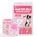 Pet Soft Large Disposable Dog Diapers for Females - 20 Pack with Wetness Indicator, Adjustable Foam Tail Hole - Red