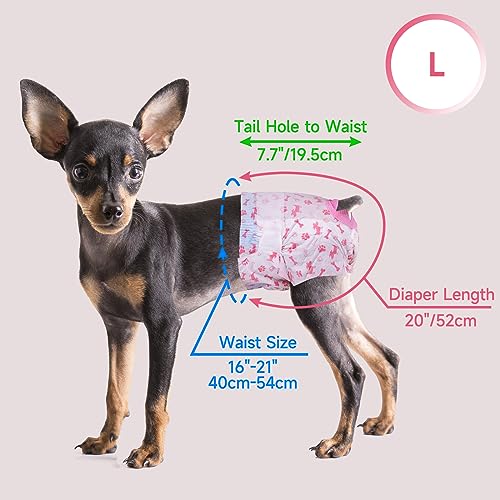 Pet Soft Large Disposable Dog Diapers for Females - 20 Pack with Wetness Indicator, Adjustable Foam Tail Hole - Red