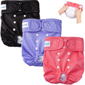 Pet Soft Washable Female Dog Diapers (3 Pack) - Small, Reusable, Leak-Proof for Heat & Incontinence