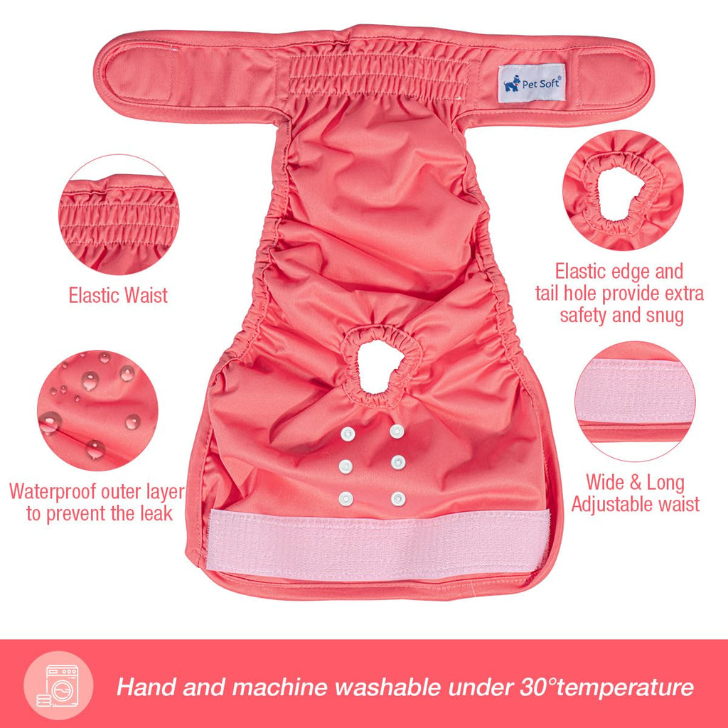 Pet Soft Washable Female Dog Diapers (3 Pack) - Small, Reusable, Leak-Proof for Heat & Incontinence