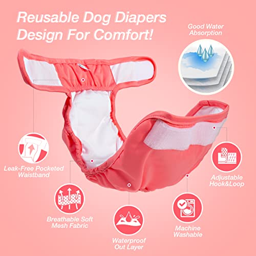 Pet Soft Washable Female Dog Diapers (3 Pack) - Small, Reusable, Leak-Proof for Heat & Incontinence
