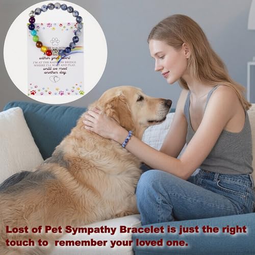 Pet Urn for Dog or Cat Ashes, Medium Wooden Memorial Box with Photo Frame, Bracelet & Keychain Set - Rainbow Bridge Keepsake