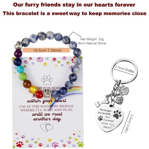 Pet Urn for Dog or Cat Ashes, Medium Wooden Memorial Box with Photo Frame, Bracelet & Keychain Set - Rainbow Bridge Keepsake