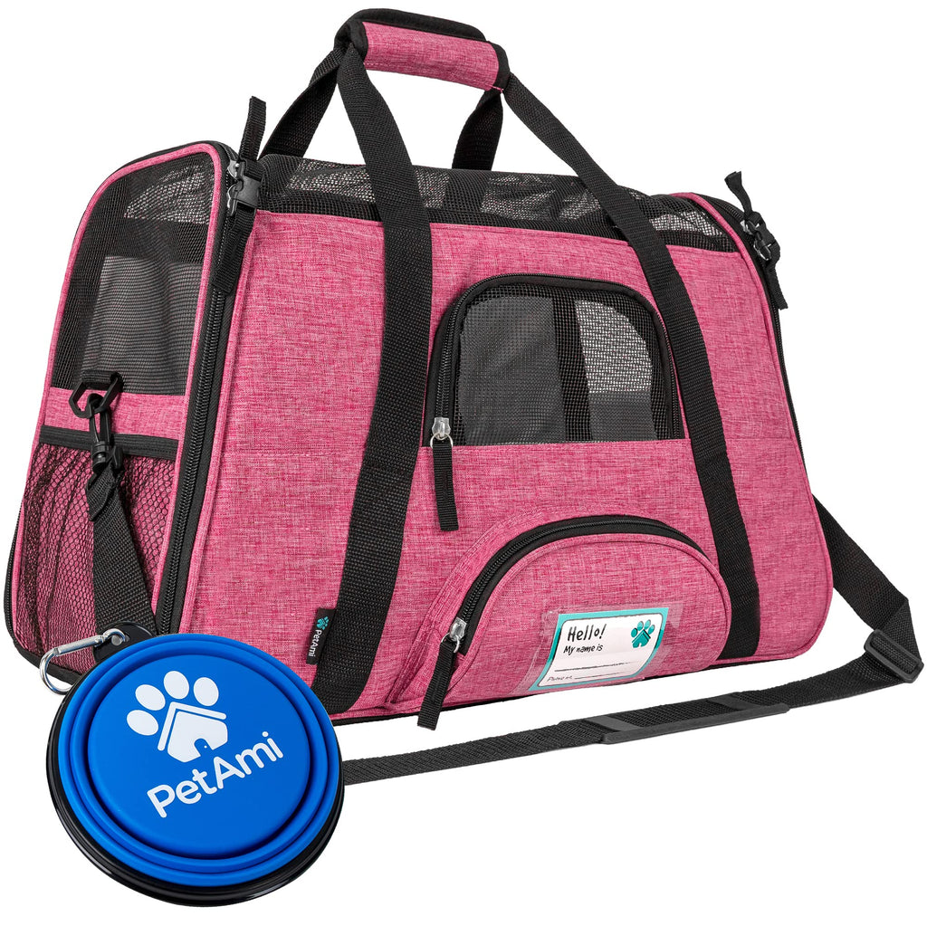 PetAmi Airline Approved Pet Carrier for Cats & Small Dogs - Soft Sided, Heather Pink, Fits Under Seat, Up to 18 lbs