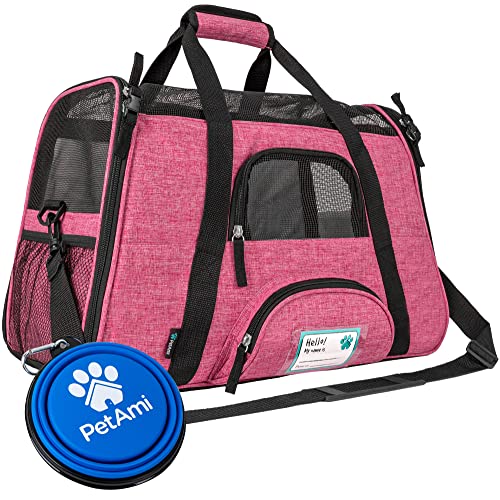 PetAmi Airline Approved Pet Carrier for Cats & Small Dogs - Soft Sided, Heather Pink, Fits Under Seat, Up to 18 lbs