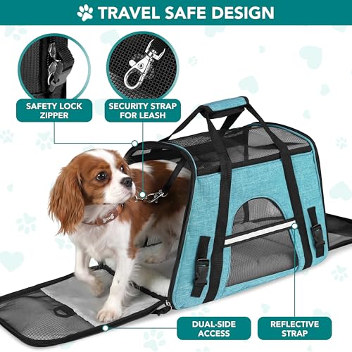 PetAmi Airline Approved Pet Carrier for Cats & Small Dogs, Soft Sided, Fits Under Seat, Up to 18 lbs, Heather Blue