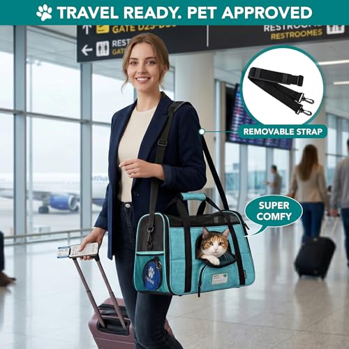 PetAmi Airline Approved Pet Carrier for Cats & Small Dogs, Soft Sided, Fits Under Seat, Up to 18 lbs, Heather Blue