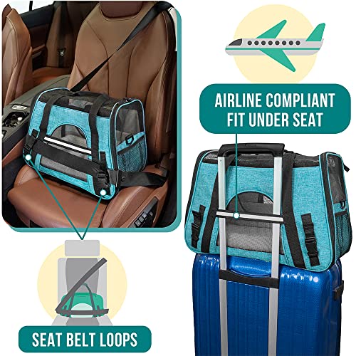 PetAmi Airline Approved Pet Carrier for Cats & Small Dogs, Soft Sided, Fits Under Seat, Up to 18 lbs, Heather Blue