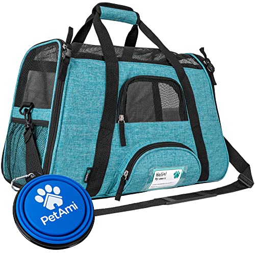 PetAmi Airline Approved Pet Carrier for Cats & Small Dogs, Soft Sided, Fits Under Seat, Up to 18 lbs, Heather Blue