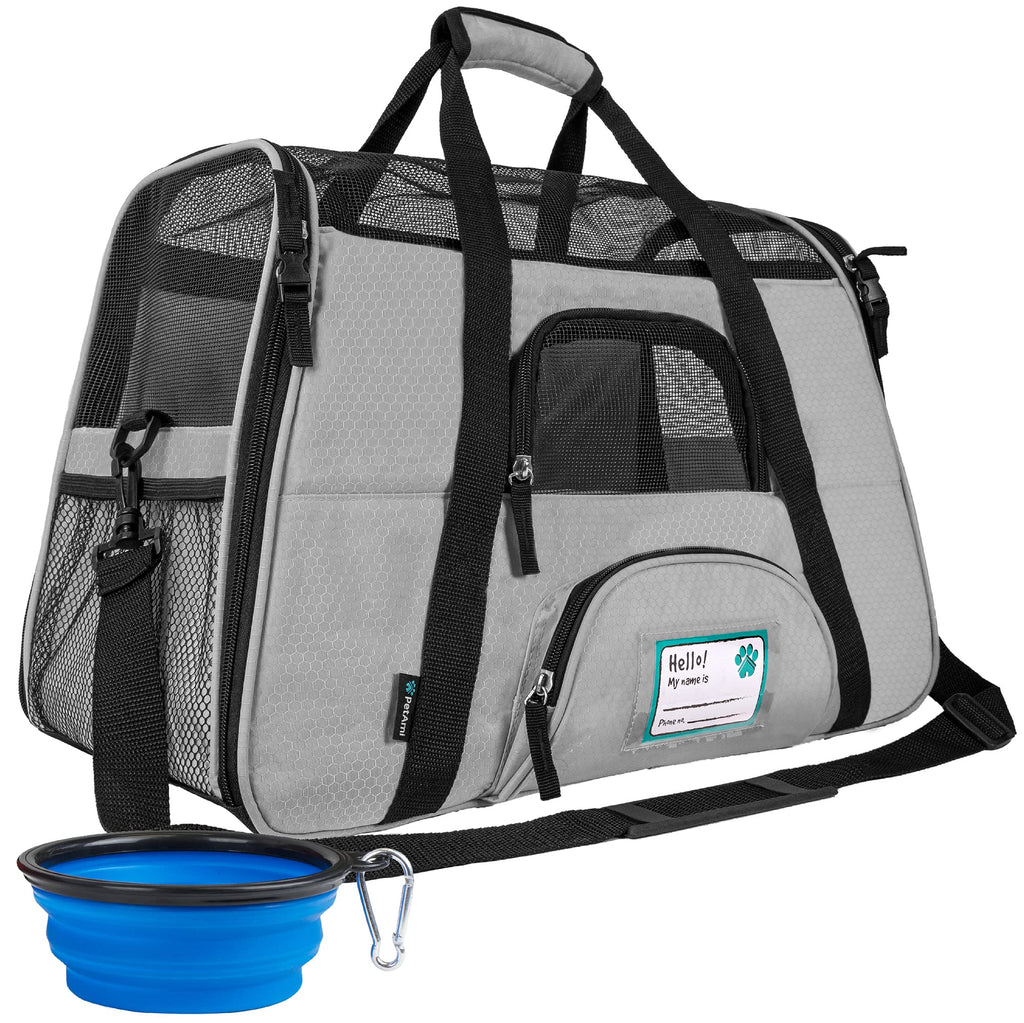 PetAmi Airline Approved Pet Carrier for Cats & Small Dogs, Soft Sided, Gray, Up to 18 lbs