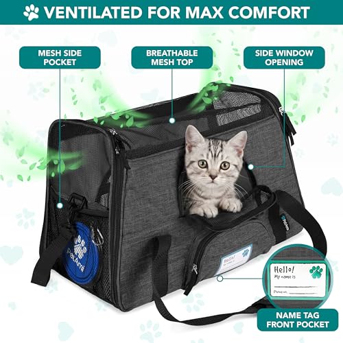 PetAmi Airline Approved Pet Carrier: Soft Sided TSA Travel Bag for Cats and Small Dogs up to 18 lbs